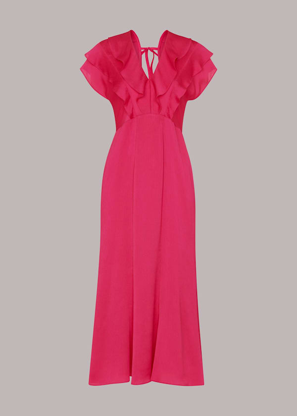Pink Adeline Frill Midi Dress